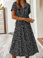 Dames Jurk Midi bloemenprint Knoopsluiting – Vorana