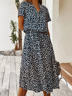 Dames Jurk Midi bloemenprint Knoopsluiting – Vorana