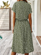 Dames Jurk Midi bloemenprint Knoopsluiting – Vorana