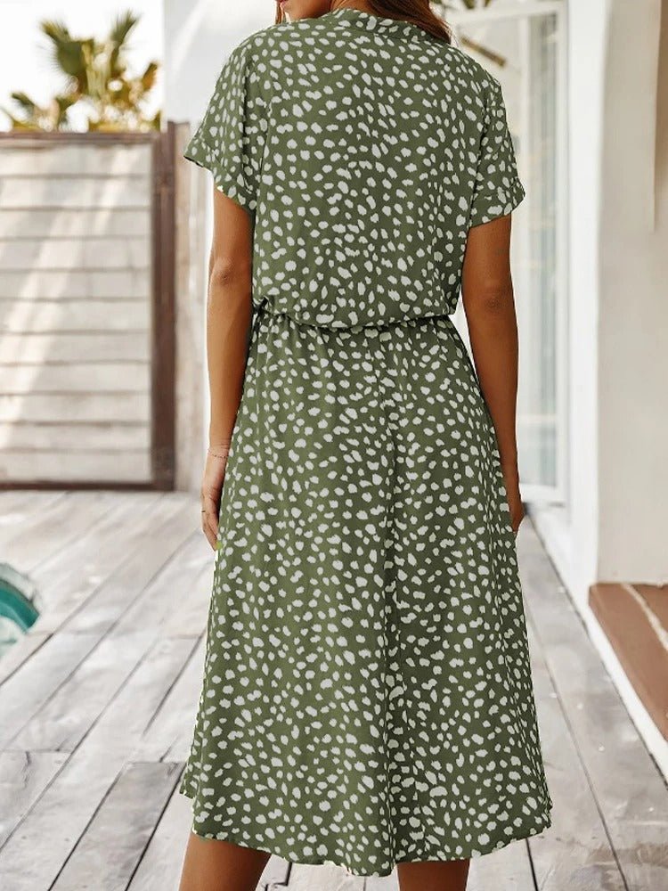 Dames Jurk Midi bloemenprint Knoopsluiting – Vorana