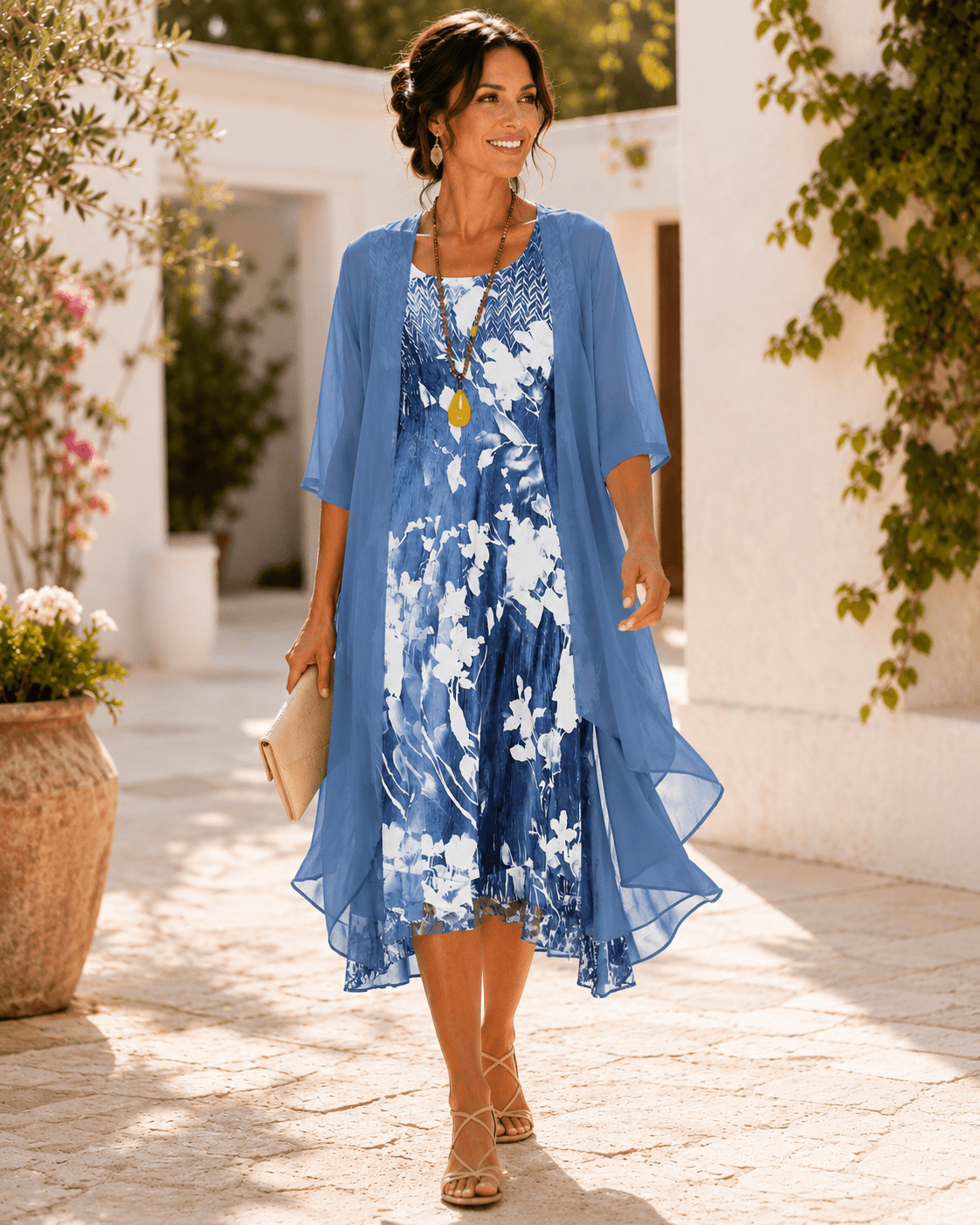 Dames Jurk Midi Bloemenprint vormende snit – Vorana