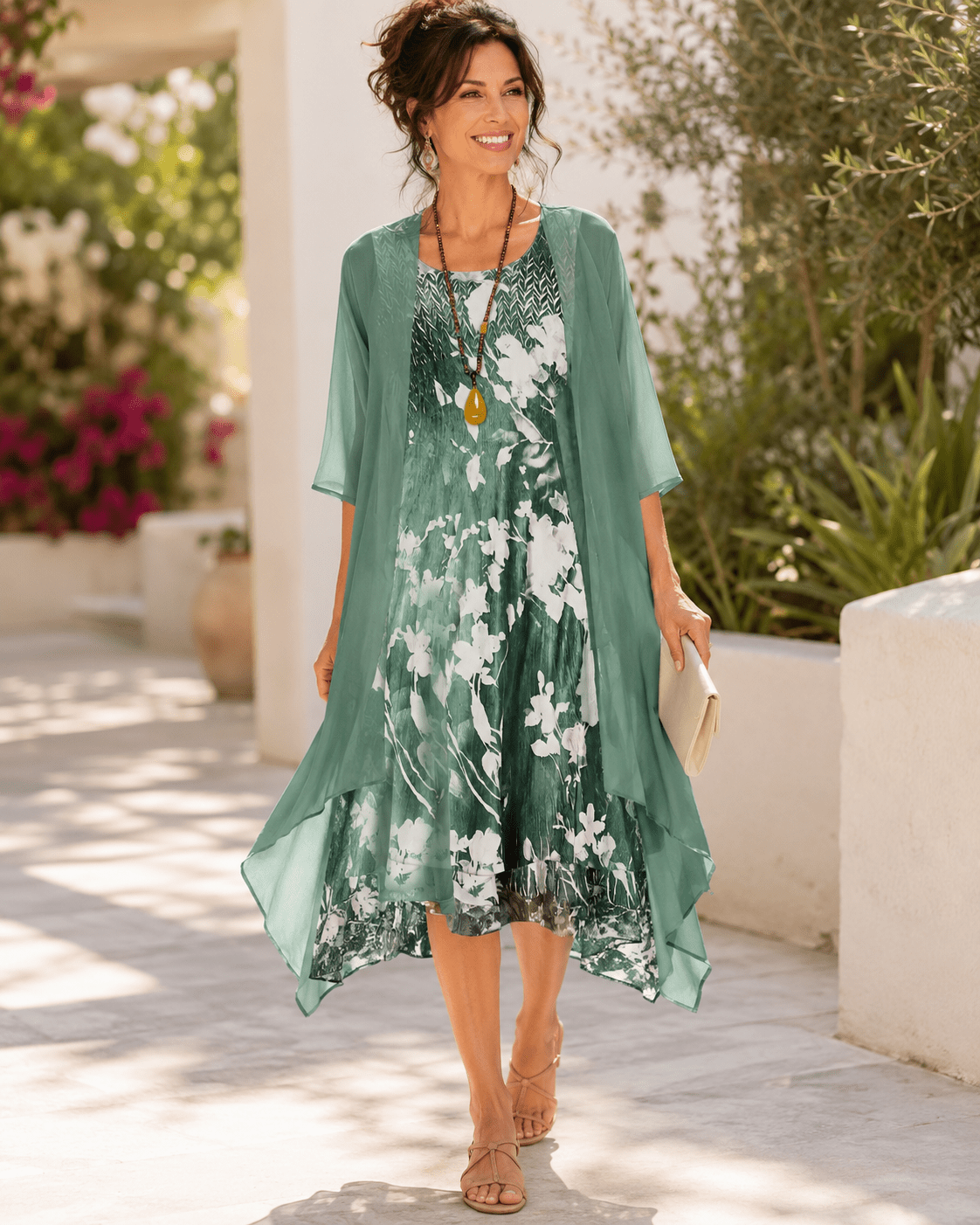 Dames Jurk Midi Bloemenprint vormende snit – Vorana