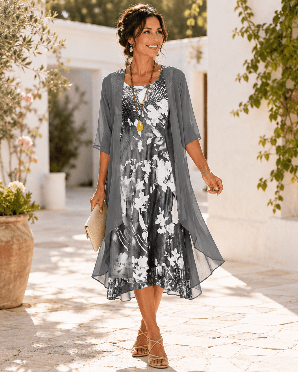 Dames Jurk Midi Bloemenprint vormende snit – Vorana