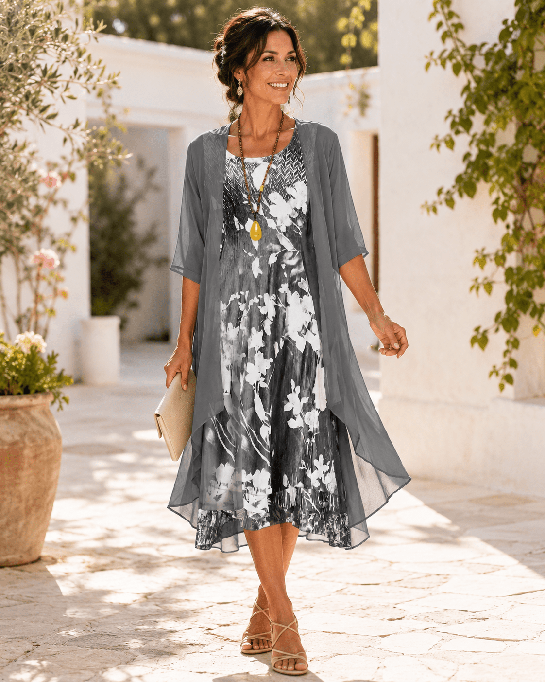 Dames Jurk Midi Bloemenprint vormende snit – Vorana