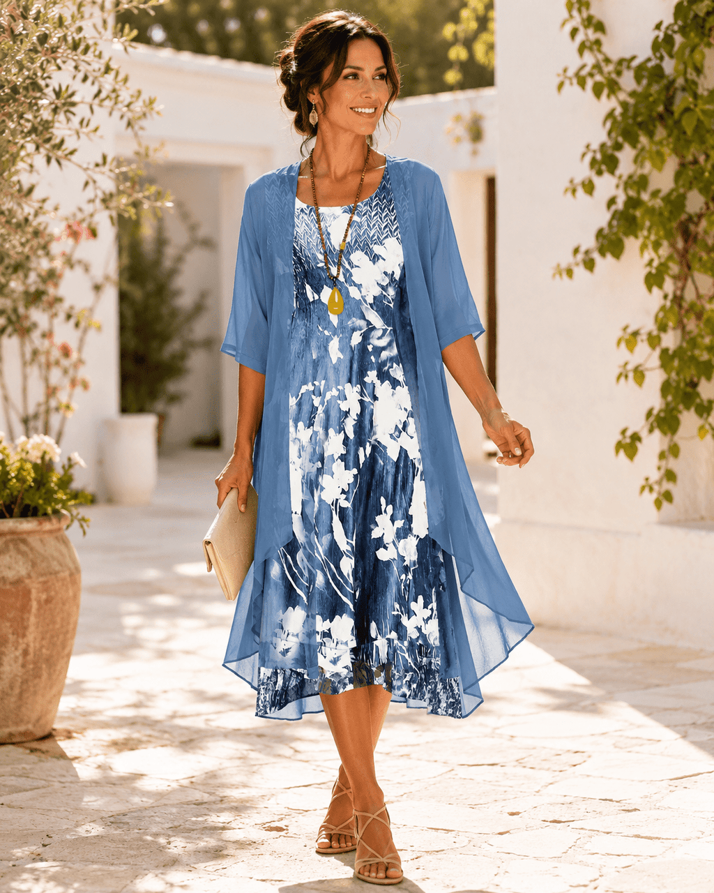 Dames Jurk Midi Bloemenprint vormende snit – Vorana
