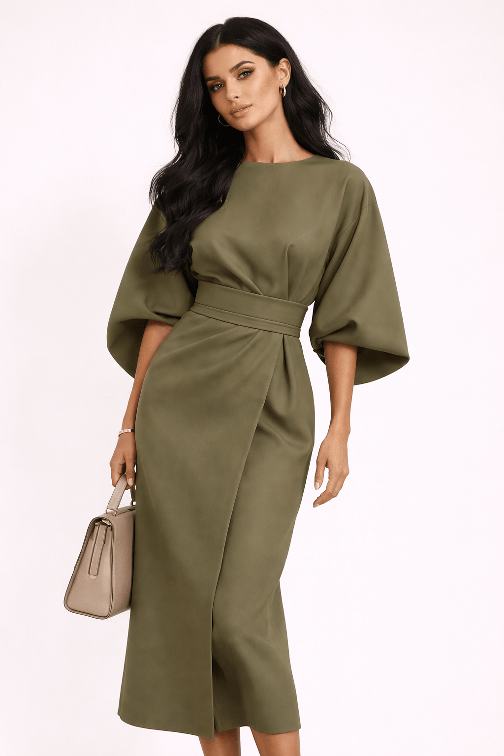 Dames Jurk Midi Kimono Wikkeltaille – Vorana
