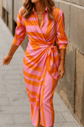 Dames Jurk Midi Strikceintuur knoopsluiting – Vorana