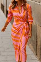 Dames Jurk Midi Strikceintuur knoopsluiting – Vorana