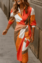 Dames Jurk Midi Strikceintuur knoopsluiting – Vorana