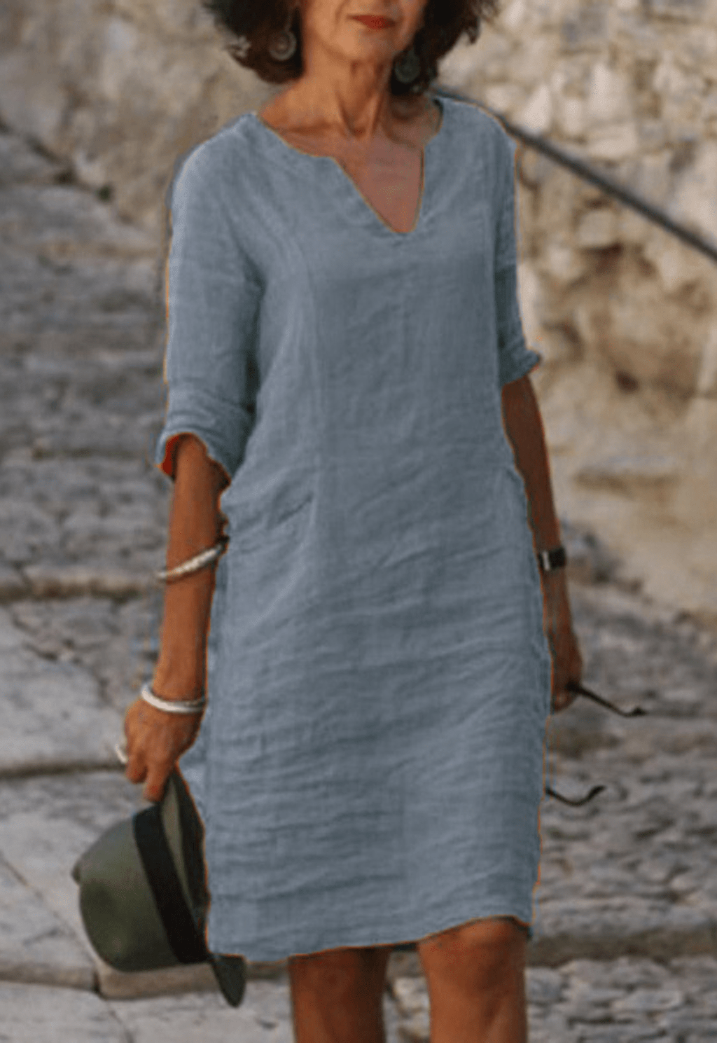 Dames Jurk Midi V-hals vormende snit – Vorana