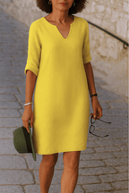 Dames Jurk Midi V-hals vormende snit – Vorana