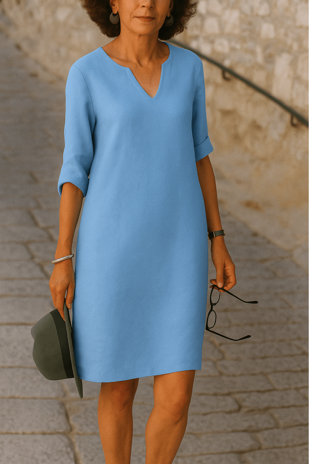 Dames Jurk Midi V-hals vormende snit – Vorana