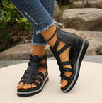 Dames Sandalen Sleehak Kruisbandjes Gespdetail – Vorana