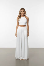 Dames Set V-hals Haltertop en Maxi rok – Vorana