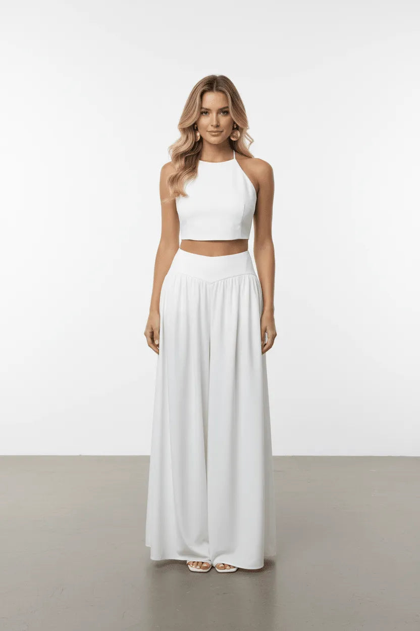 Dames Set V-hals Haltertop en Maxi rok – Vorana