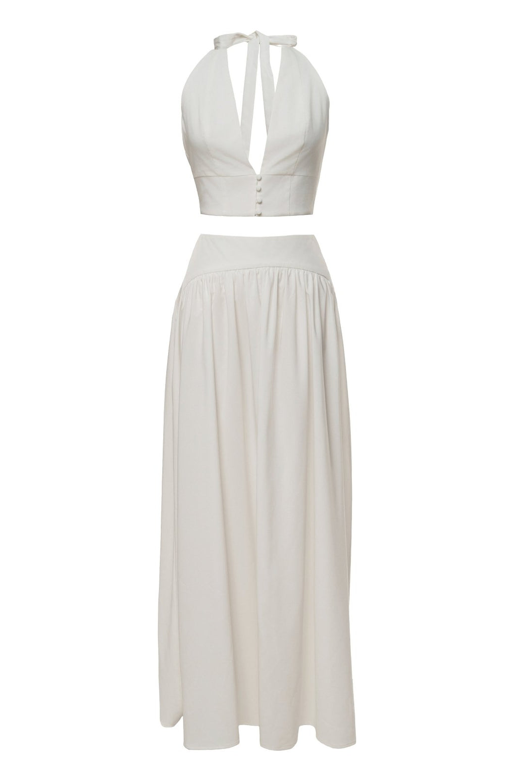Dames Set V-hals Haltertop en Maxi rok – Vorana