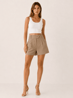 Dames Shorts High-Waist Geplooid Tailored Fit – Vorana