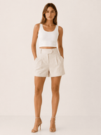 Dames Shorts High-Waist Geplooid Tailored Fit – Vorana