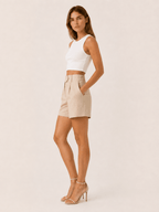 Dames Shorts High-Waist Geplooid Tailored Fit – Vorana