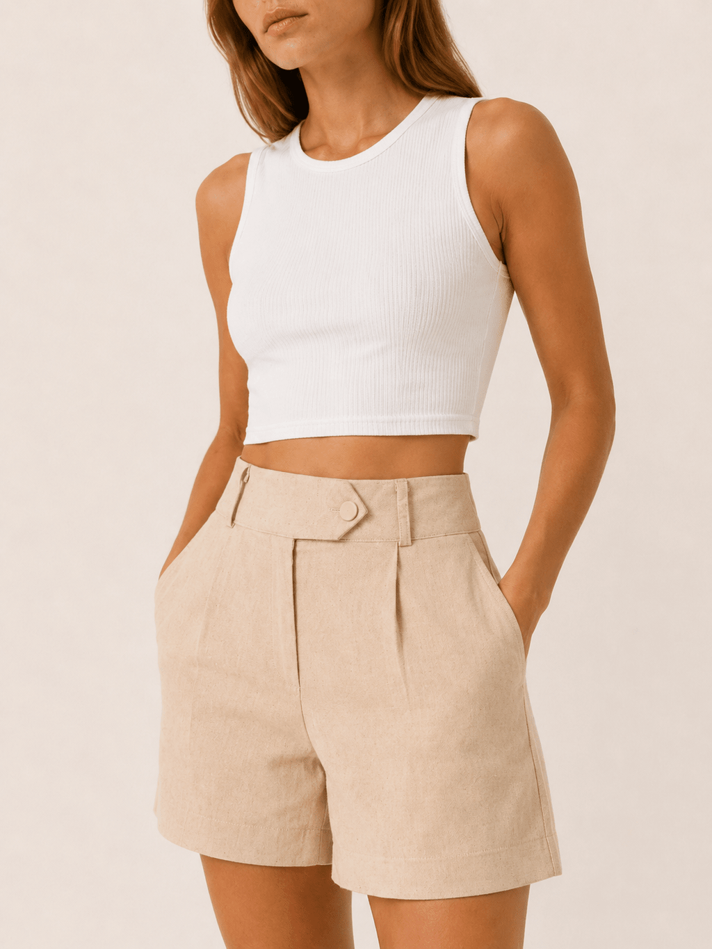 Dames Shorts High-Waist Geplooid Tailored Fit – Vorana
