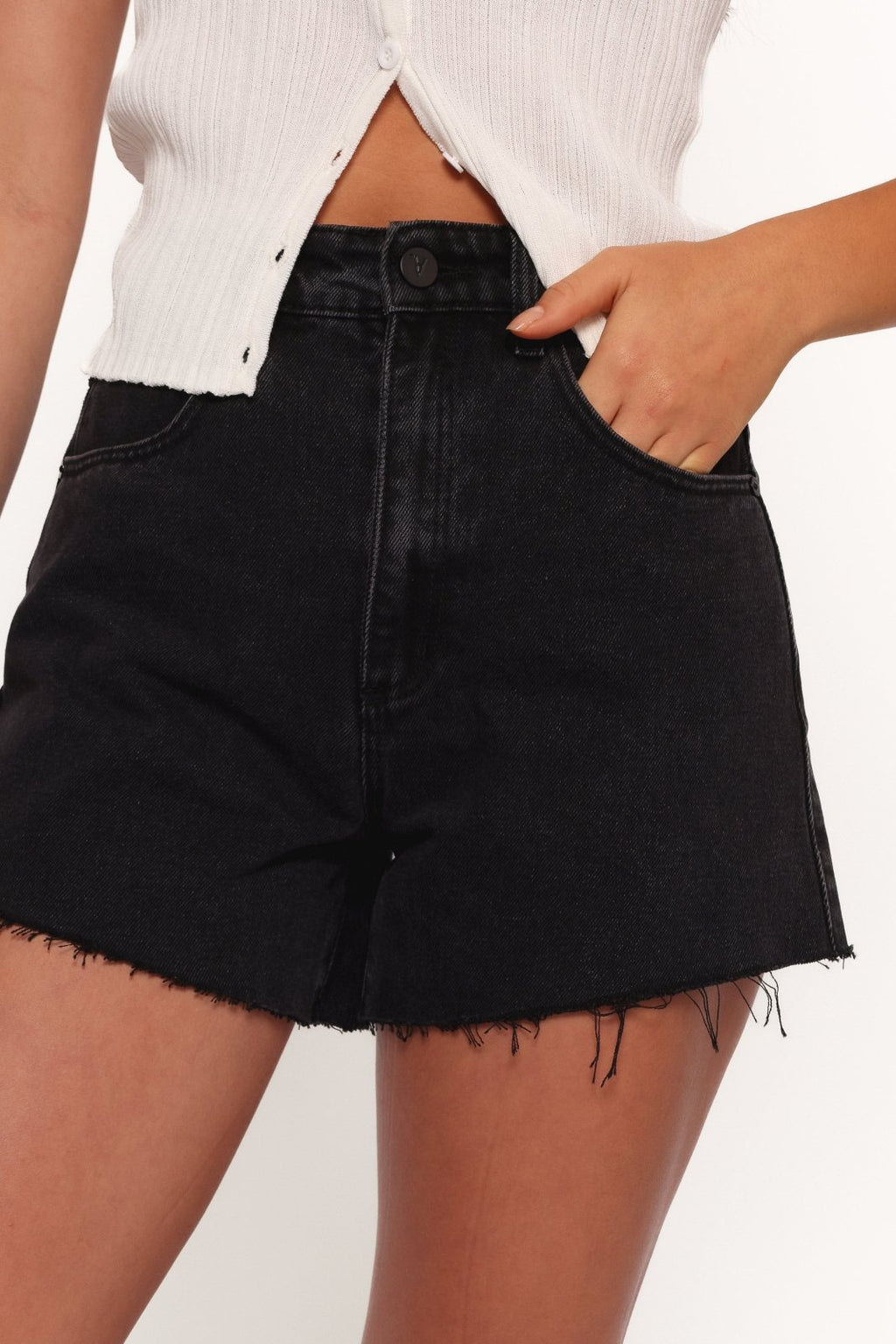Dames Shorts High Waist Rits en knoopsluiting – Vorana