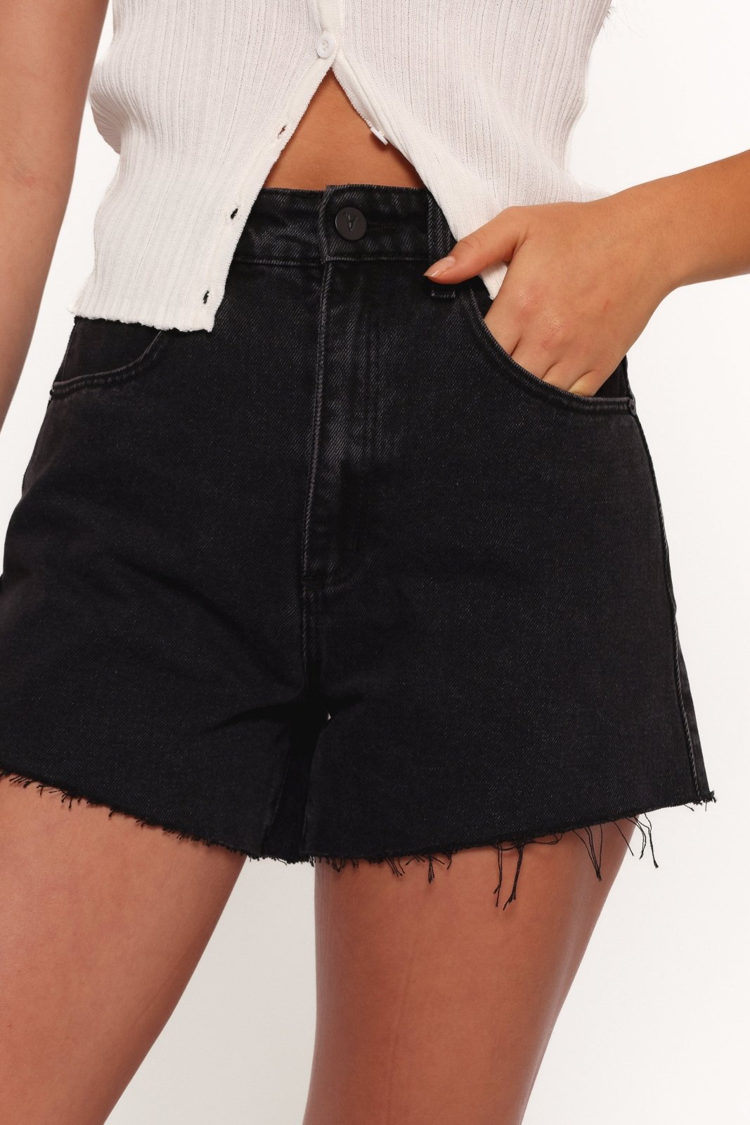 Dames Shorts High Waist Rits en knoopsluiting – Vorana