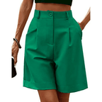 Dames Shorts Hoge Taille met Plooien en Omslag – Vorana