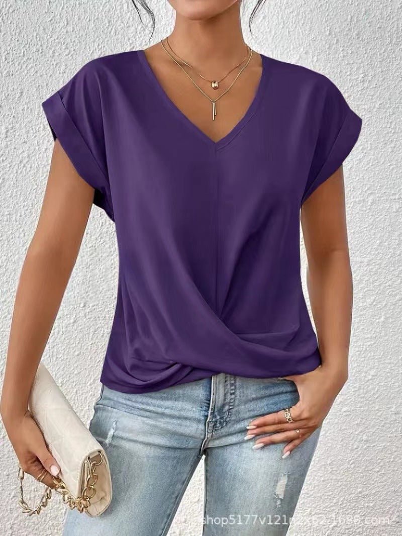 Dames Top Zomer V-hals aansluitende snit Casual – Vorana