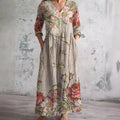 Jurk Dames Maxi V-hals bloemenprint – Vorana
