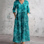 Jurk Dames Maxi V-hals bloemenprint – Vorana