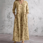 Jurk Dames Maxi V-hals bloemenprint – Vorana