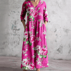 Jurk Dames Maxi V-hals bloemenprint – Vorana