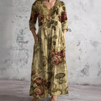 Jurk Dames Maxi V-hals bloemenprint – Vorana