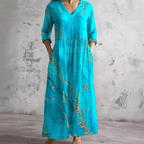 Jurk Dames Maxi V-hals bloemenprint – Vorana